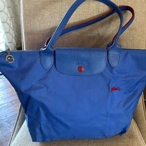 LONGCHAMP Le Pliage Shopping Modele Depose Nylon Shoulder Tote BLUE MIST